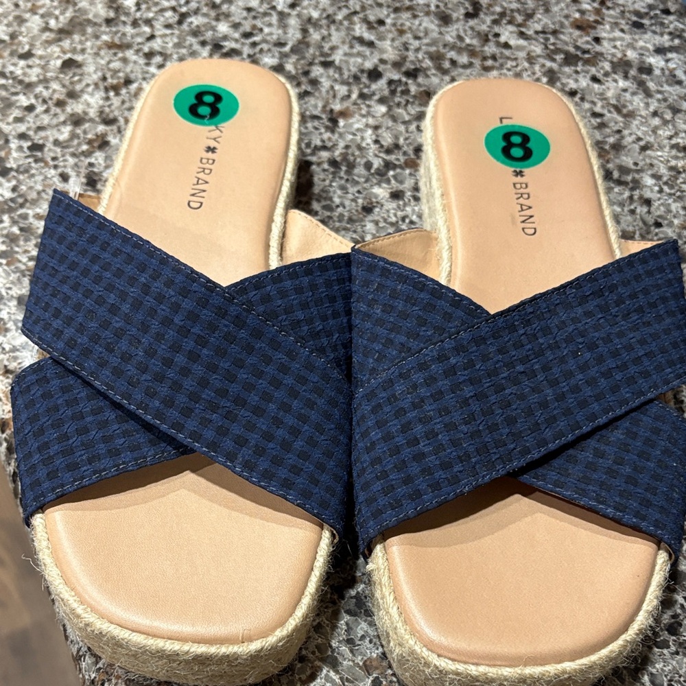 Lucky Brand Checkered Navy Women's Sandals